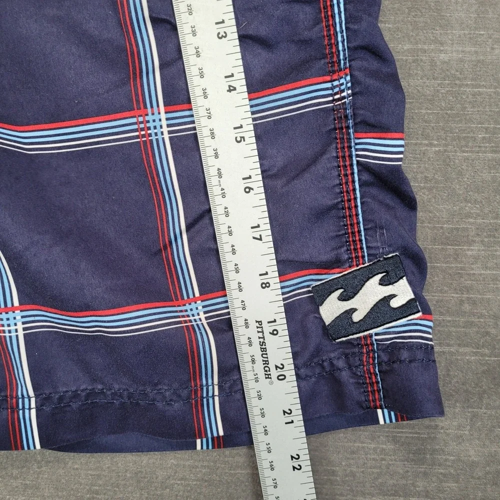 Billabong Y2K Plaid Swim Trunks Board Shorts Drawstring‎ Size 34